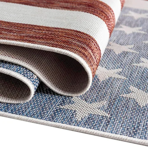Vista 6 de Unique Loom Outdoor Collection Alfombra de área (3' 3' 3' x 5' 3' Rectángulo, Rojo/ Azul)