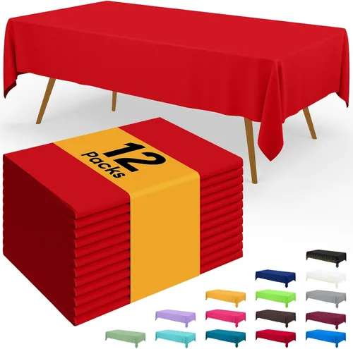 Vista 55 de Smiry - Juego de 6 manteles desechables, 54 x 78 pulgadas, manteles impermeables rectangulares para fiestas, cubierta de mesa de plástico