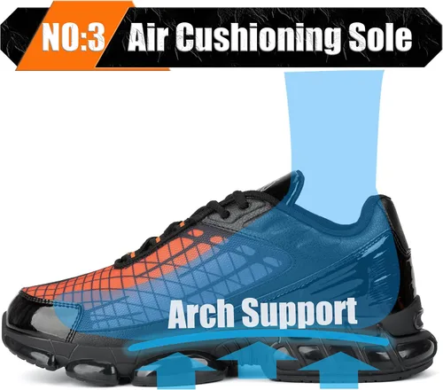 Vista 4 de Zapatos de punta de acero para hombres y mujeres, ligeros, con amortiguación de aire, puntera compuesta, antideslizantes, zapatos de trabajo