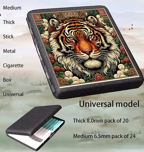 Vista 3 de 2pcs Cigarette case, Capacity Can Hold 20 Sticks,Metal Cigarette Box Portable Holder Crush-Proof Wallets, Card Cases & Money