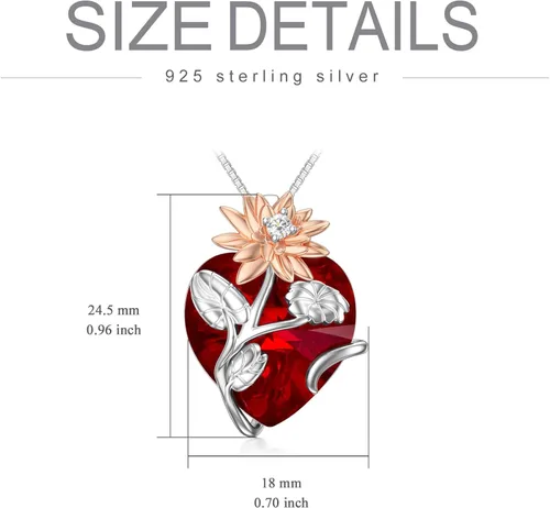 Vista 6 de TOUPOP Collar con colgante floral de plata esterlina 925 con diseño floral de corazón de cristal para cumpleaños, graduación, regalos para mujeres