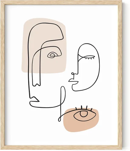Vista 14 de HAUS AND HUES Arte de pared minimalista - Dibujo moderno de líneas abstractas, impresión de boceto femenino simple, obra de arte para el hogar