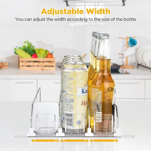 Vista 2 de OTraki Organizador de bebidas para refrigerador, dispensador de bebidas de 3 filas para refrigerador, dispensador de soportes de latas de ahorro