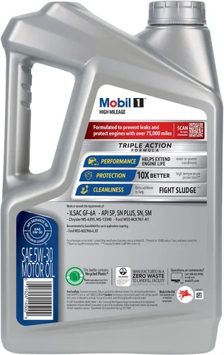 Vista 2 de Mobil 1 - Aceite sintético High Mileage 5W-30 para motor, 5 cuartos de galón