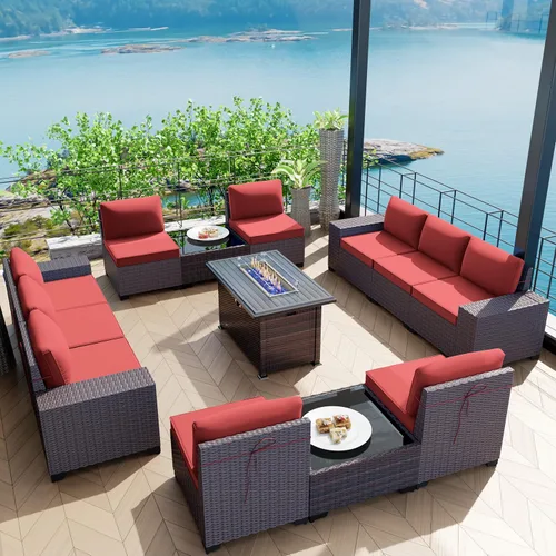 Vista 60 de Kullavik - Juego de muebles para exterior de 6 piezas con sofá modular de ratán de polietileno, color negro