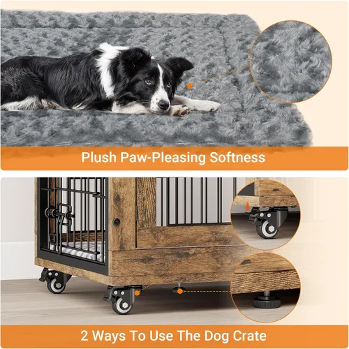 Vista 6 de Lulive Mueble de Jaula para Perros Pequeños, Perrera para Perros de Interior con Puertas Dobles de Madera, Jaula para Perros de 27.1'' de Servicio