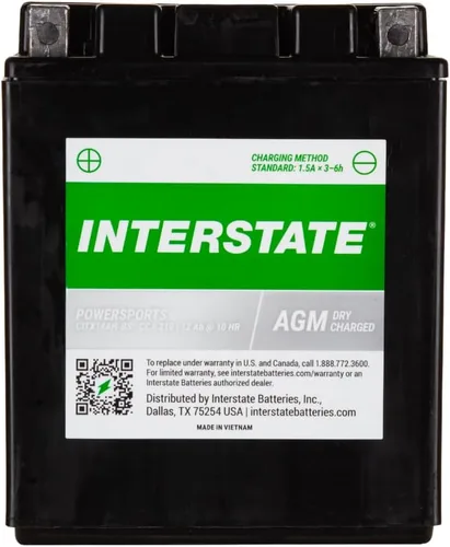 Vista 8 de Interstate Batteries YTX14-BS - Batería de 12 V y 12 Ah para deportes motorizados, 200CCA AGM, repuesto recargable para motocicletas, cuatrimotos