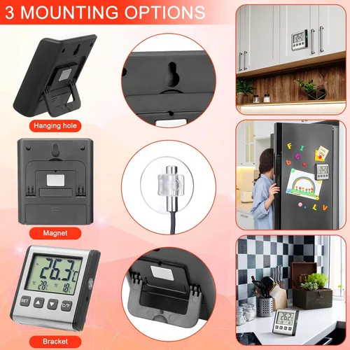 Vista 4 de Moukeren - Termómetro digital para refrigerador y congelador con alarma