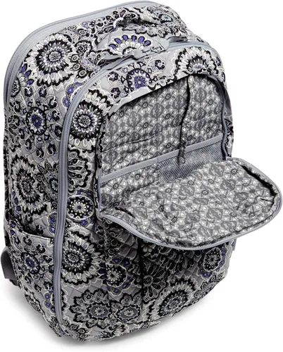 Vista 4 de Vera Bradley Mochila grande de algodón para mujer, Medallón Tranquil - Algodón Reciclado