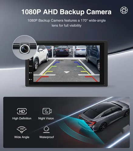 Vista 6 de Estéreo de coche de doble DIN de 7" Android 13.0 CarPlay y Android Auto Salidas de 240 W, 4.1 canales / actualización de pantalla QLED / AM & FM