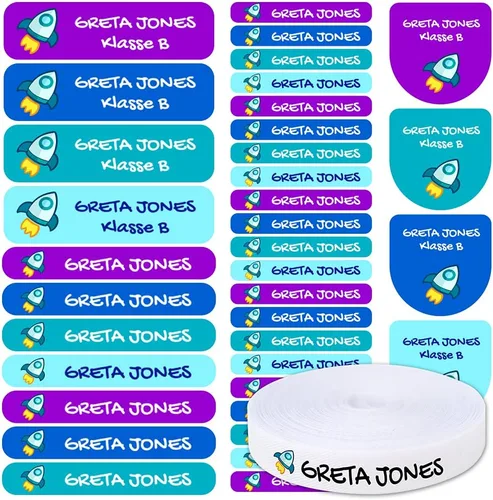 Vista 9 de 155 etiquetas de nombre personalizadas para la escuela de niños, etiquetas para planchar para ropa y etiquetas con nombre, etiquetas para ropa