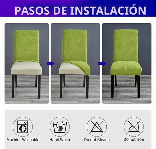 Vista 7 de Juego de 2 fundas para sillas de comedor, fundas elásticas para sillas de comedor, fundas para sillas de cocina de jacquard texturizadas, decoración