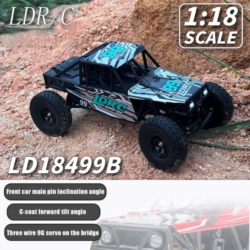Vista 5 de LDRC 18499 RC Escalada Coche 1/18 Proporción completa Rc Offroad 4x4 Crawler Pipe Rack Vehículo Coches Modelo RTR (azul)