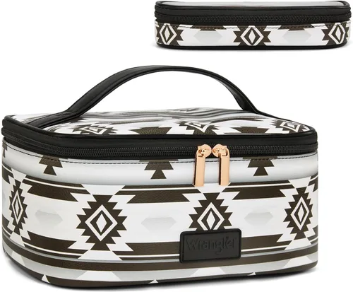 Vista 23 de Wrangler - Bolsa de maquillaje de viaje, 2 piezas, bolsa de cosméticos con Vaca café
