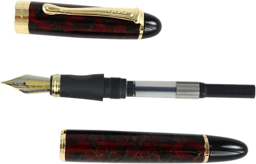 Vista 6 de Pluma Estilográfica Golden Clip Punta Media X450 Con Estuche (Rojo De Lujo Y Dorado)