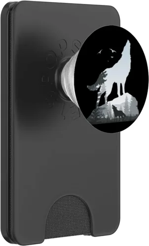 Vista 7 de Wilderness Mountains Nature Howling Wild Animal Wolf PopSockets PopGrip: agarre intercambiable para teléfonos y tabletas