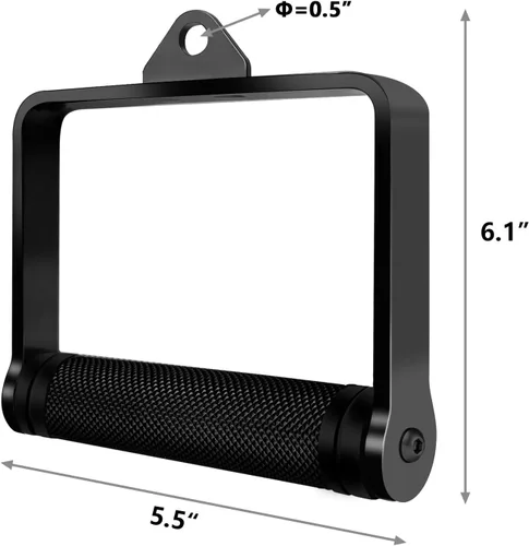 Vista 4 de Accesorio de cable con mango en D para entrenamiento de pesas, acero resistente con agarre de goma antideslizante (negro)