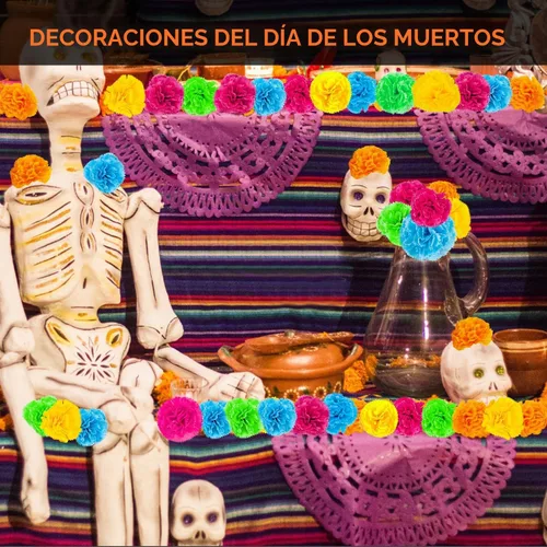 Vista 6 de Labeol 50 piezas de flores de caléndula artificiales, cabezas de flores de caléndula a granel, decoración mexicana, guirnalda de caléndula de seda