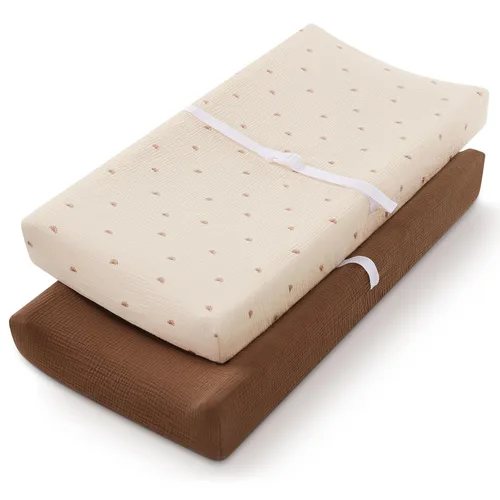 Vista 11 de Blissful Diary Funda de muselina para cambiador de pañales para bebés, algodón ultrasuave y transpirable, 2