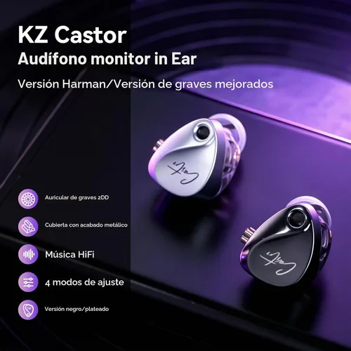 Vista 2 de KZ - Auriculares con monitor de oído con micrófono, auriculares de graves mejorados de alta fidelidad, IEMs de aislamiento de ruido, auriculares