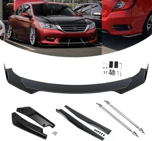 Vista 11 de X xotic tech - Juego de carrocería para coche con alerón para parachoques delantero, falda lateral divisora + difusor de labios para parachoques