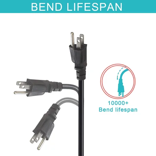 Vista 8 de Cable de alimentación de computadora en ángulo recto de 3 pies, enchufe NEMA 5-15 a cable de alimentación IEC C13, cable de alimentación universal