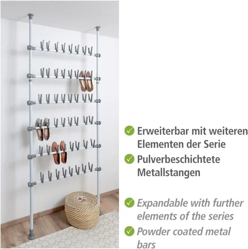Vista 4 de Wenko Zapatero organizador ajustable, blanco/gris, 94 x 165-118.1 x 3.5 in
