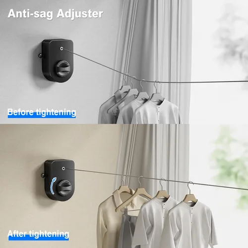 Vista 3 de Mustorn Tendedero retráctil para interiores, línea de ropa para exteriores que no se hunde, línea de ropa resistente para secar la ropa, línea