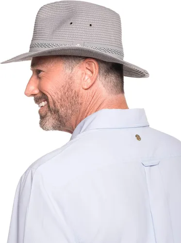 Vista 5 de Coolibar Fedora de viaje plegable para hombre UPF 50+ Holden, protector solar (grande, niebla), Niebla