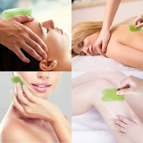Vista 3 de 7 Piezas Herramienta de Masaje de Raspado Gua Sha, Juego de Herramientas de Masaje de Resina Natural GuaSha para Liberación de Cara, Espalda