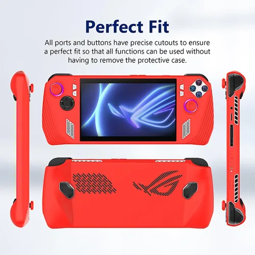 Vista 3 de Funda de silicona compatible con ASUSS ROG Allys Gamings, funda protectora de mano con tapas de botón para accesorios de consola de juegos ROG Allys
