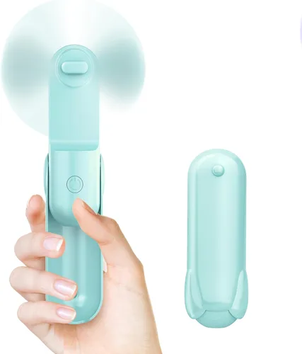 Vista 8 de Mini Ventilador de Mano Portátil con USB Recargable, Batería Operada de 2000 mAh, 3 Velocidades Ajustables, Pequeño Ventilador de Bolsillo Personal