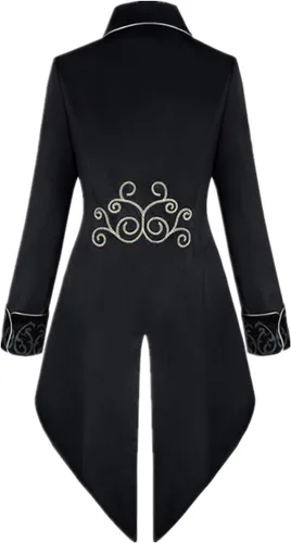 Vista 2 de Apocrypha Chubasquero medieval steampunk para hombre, chaquetas góticas de vampiro