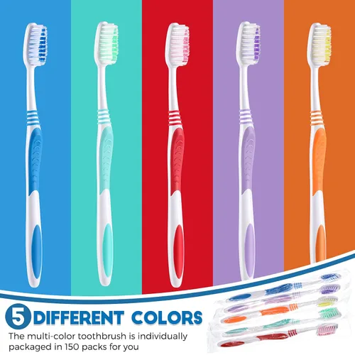 Vista 2 de CHENGU 150 cepillos de dientes envueltos individualmente, cepillo de dientes manual desechable de viaje, cepillo de dientes de cerdas suaves