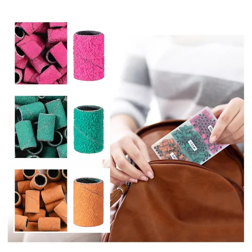 Vista 4 de Bandas de lijado para taladro de uñas, piezas de lijado para taladro de uñas KOYOPEPI 210 piezas, bandas de lijado de grano grueso y fino