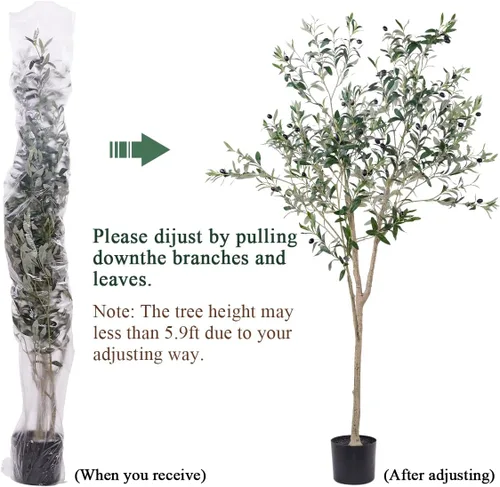 Vista 6 de Árbol de olivo artificial de 6 pies para decoración de sala de estar