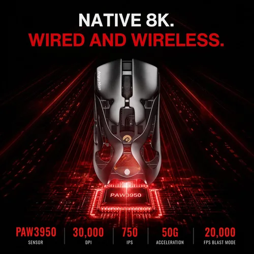 Vista 4 de AM Infinity Mouse .97 - Ratón inalámbrico para juegos de 1.66 oz, sensor Negro basalto