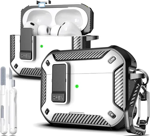 Vista 200 de R-fun Funda de carga compatible con AirPods de 2ª generación 2019, 1ª generación 2016, protección completa contra caídas, tapa desplegable