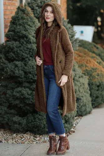 Vista 9 de Pretty Garden Abrigos de invierno para mujer, chaquetas largas con capucha de forro polar