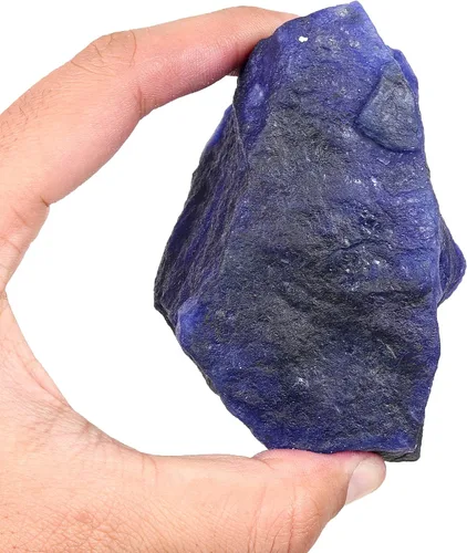 Vista 2 de REAL-GEMS Zafiro azul crudo natural áspero cristal curativo de 1600 quilates zafiro azul piedra preciosa suelta Gema zafiro azul