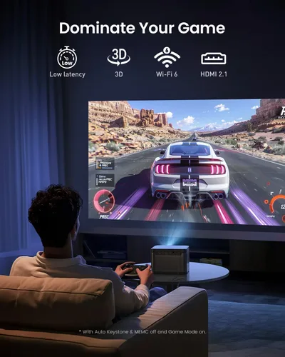Vista 6 de Dangbei Proyector láser DBOX02 4K GTV, 2450 lúmenes ISO, licencia oficial de Netflix, Blu-ray 3D, proyector de cine en casa con WiFi y Bluetooth