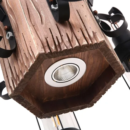 Vista 8 de OUKANING Lámpara colgante de madera envejecida, estilo retro, rústica, línea de luz de techo de suspensión industrial que se puede ajustar para mesa
