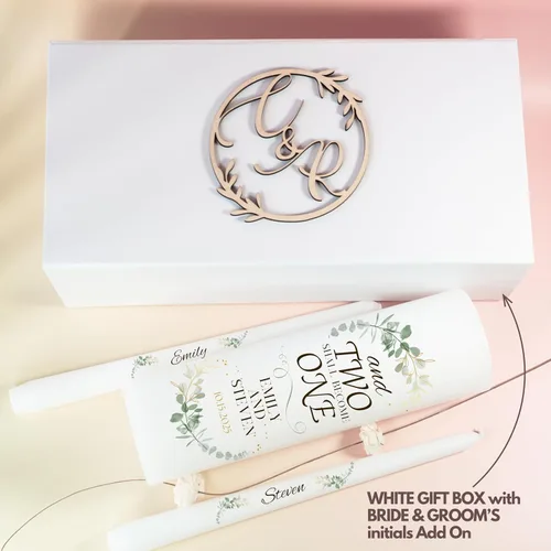 Vista 7 de Velas Unity para Boda, Set Moderno de Unity, Velas Personalizadas y a Medida de Columna y Cónicas con Cita, Cera Premium Blanca Sin Aroma