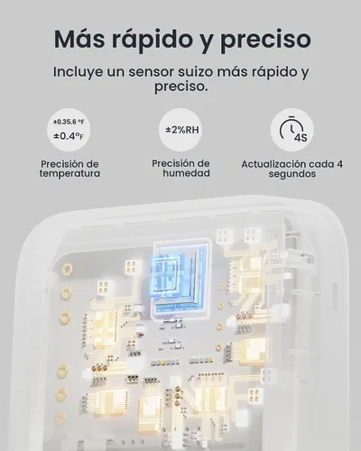 Vista 3 de Termómetro Higrómetro SwitchBot, Medidor de Humedad Interior Bluetooth para el Hogar, Sensor de Temperatura con Control de Aplicación, Gran Pantalla