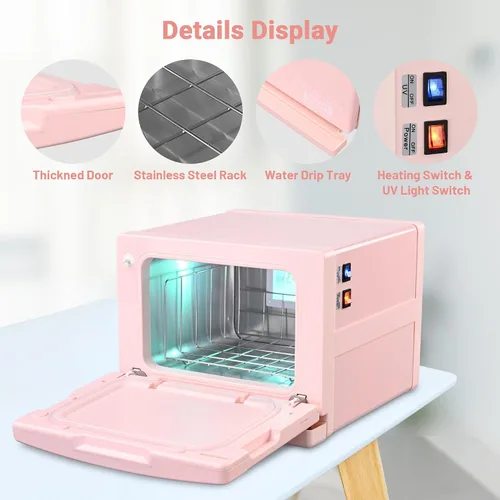 Vista 6 de BYOOTIQUE - Calentador de toallas calientes para spa, sala de uñas, pequeña máquina de vapor de toalla de peluquería rosa de 8 litros para cara