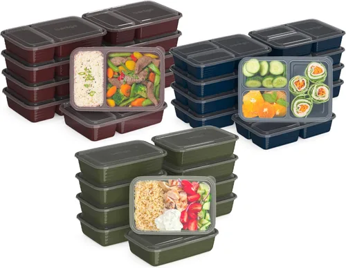 Vista 11 de Bentgo Prep Kit de preparación de comidas de 60 piezas, recipientes de alimentos reutilizables PFAS y sin BPA, 1 compartimento, 2 compartimentos y 3