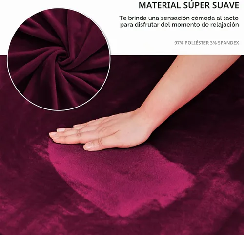 Vista 2 de NICEEC Funda para sofá biplaza, súper suave, 1 pieza, color rojo vino, elástica, universal, de elastano, para sala de estar, fácil ajuste, lavable