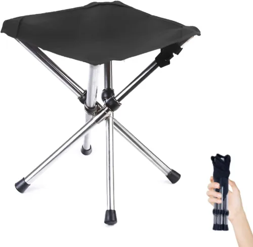 Vista 7 de Taburete portátil para acampar con bolsillo lateral, asiento de campamento de 12.5 pulgadas, plegable, cómodo, ampliación para viajes, camping