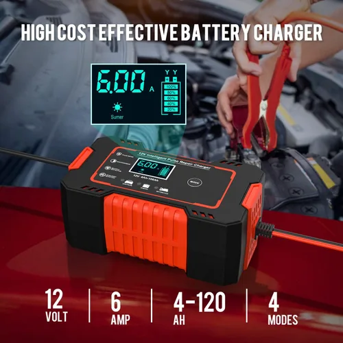 Vista 7 de NEXPEAK Cargador de batería de 10 amperios y 6 amperios para baterías de plomo-ácido de 12 V/24 V