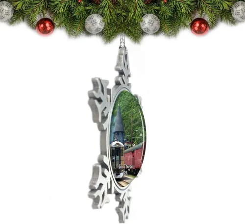 Vista 2 de Jim Thorpe Railway Pennsylvania USA Adorno de Navidad Decoración de árbol de cristal Metal recuerdo regalo